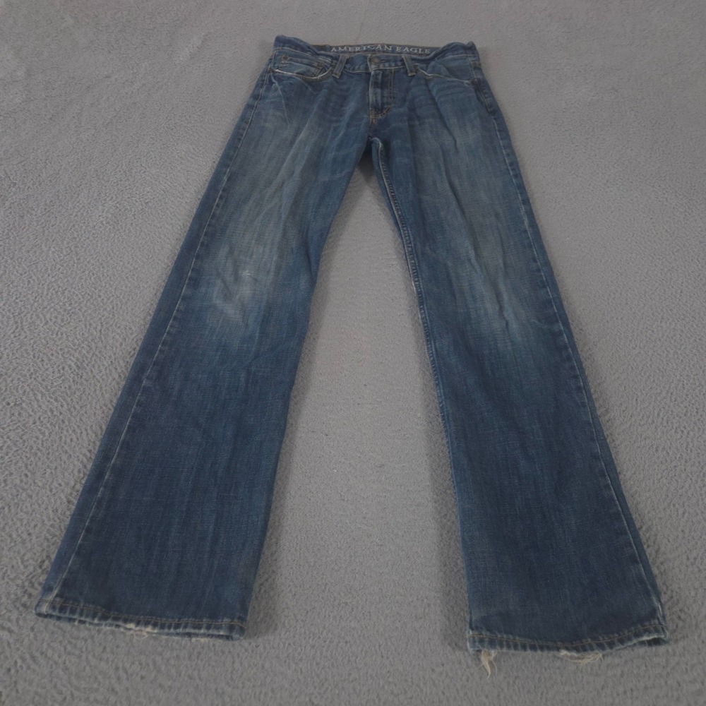 VINTAGE American Eagle Jeans Mens 30x34 Low Rise Bootcut 100% Cotton Faded Y2K